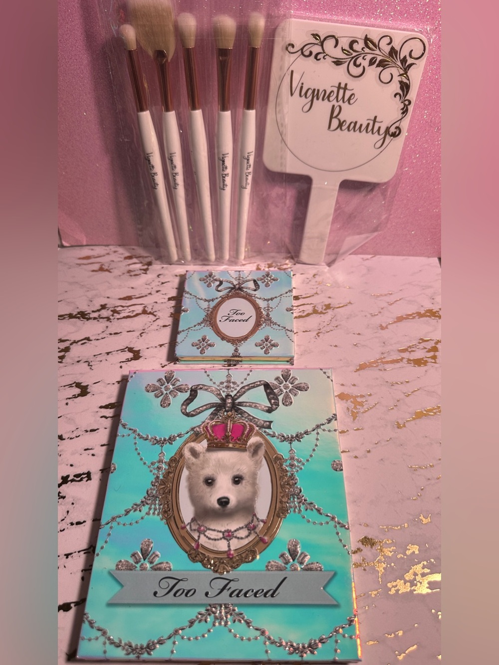 Make up Bundle Too Faced Makeup, Makeup Brush Set with Mirror